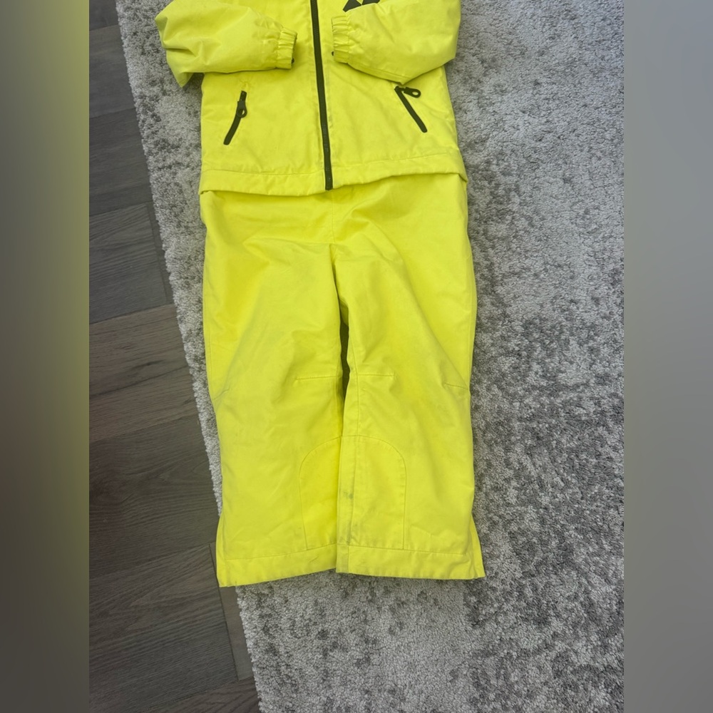 Oneskee Kids Neon Yellow One Piece Snow Suit Ski Suit Size 7-8 Waterproof - Picture 6 of 12
